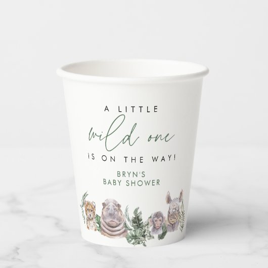 BRYNかわいいジャングルサファリベビーアニマルベビーシャワー 紙コップ (正面)