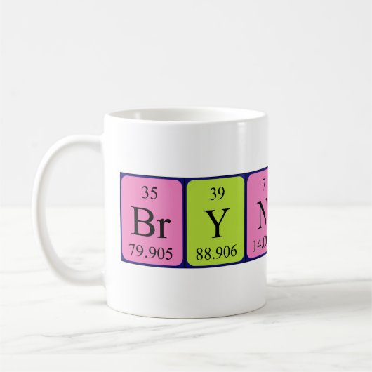 Bryndiの周期表名mug コーヒーマグカップ (左)