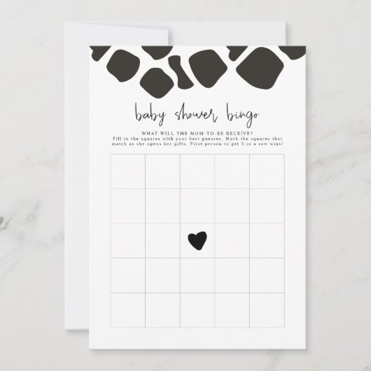 BRYNDLE牛モダンプリント赤ちゃんシャワービンゴゲーム 招待状 (正面)