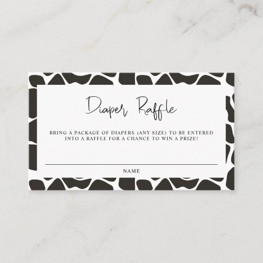 BRYNDLE農園モダン動物の牛のプリントおむつラッフル プレイスカード (正面)