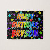 "BRYSON"名、おもしろい"ハッピーバースデー" ジグソーパズル (横)