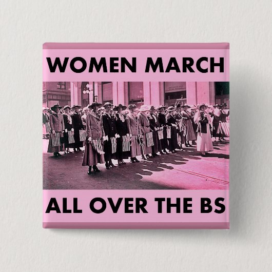 BS中女性3月2インチの正方形ボタン 缶バッジ (正面)