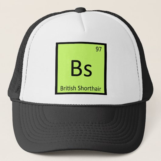 Bs - ブリティッシュショートヘア 猫 化学 元素 キャップ (正面)
