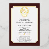 BS – 学士号カレッジ卒業 箔招待状 (正面)