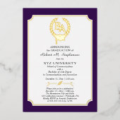 BS – 学士号カレッジ卒業 箔招待状 (正面)