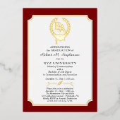 BS – 学士号カレッジ卒業 箔招待状 (正面)