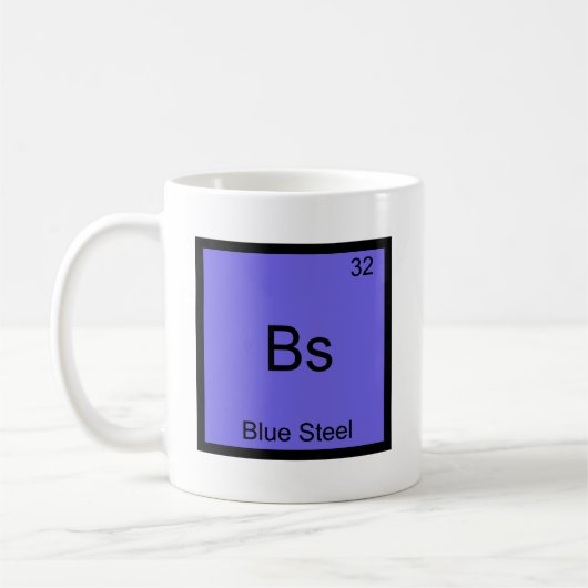 Bs -青い鋼鉄おもしろいな化学要素の記号のティー コーヒーマグカップ (左)