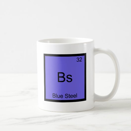 Bs -青い鋼鉄おもしろいな化学要素の記号のティー コーヒーマグカップ (右)