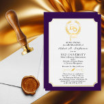 BS - Bachelor of Science Degree College Graduation 箔招待状<br><div class="desc">This graduation announcement for a BS (Bachelor of Science) graduate in any major can be utilized as an announcement and / or a party invitation through the "customization" option. The crisp white background against the dark purple and the gold foil makes this design really pop. Design by Holiday Hearts Designs...</div>