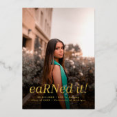 BSC モダン RN 4写真看護卒業 箔招待状 (正面)