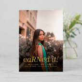 BSC モダン RN 4写真看護卒業 箔招待状 (立ち正面)