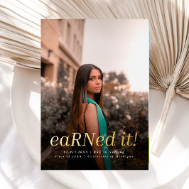 BSC モダン RN 4写真看護卒業 箔招待状