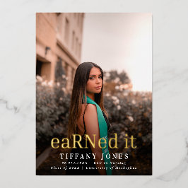 BSC RN写真モダン看護ナース卒業 箔招待状