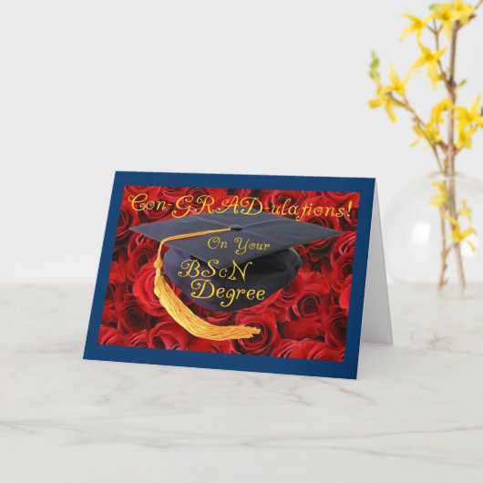 BScN学位おめでとうございます カード (黄色い花)