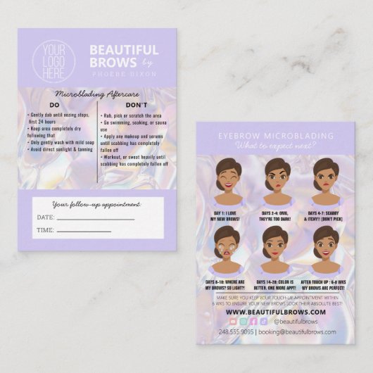 Bsf Microblading AfterCare Crystal Holographic 名刺 (正面/裏面)