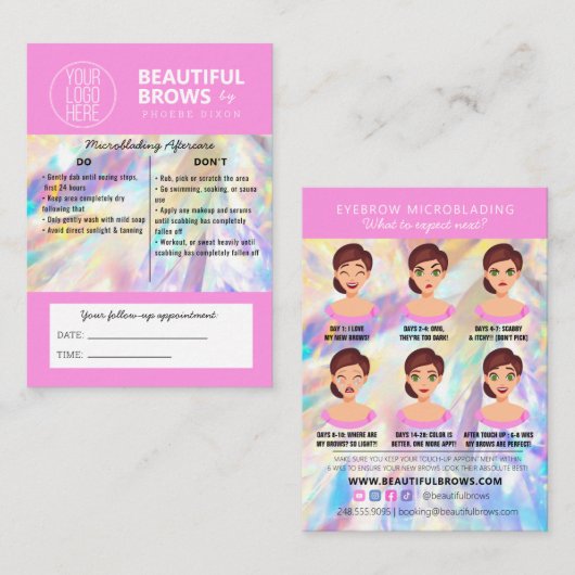 Bsf Microblading AfterCare Crystal Holographic 名刺 (正面/裏面)