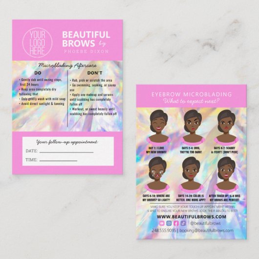 Bsf Microblading AfterCare Crystal Holographic Bu 名刺 (正面/裏面)