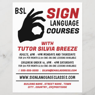 BSL、Ok Gesture、Sign Language Course広告 チラシ