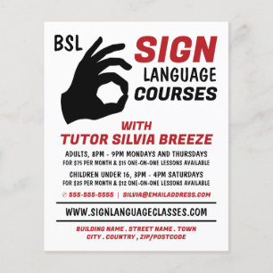 BSL、Ok Gesture、Sign Language Course広告 チラシ