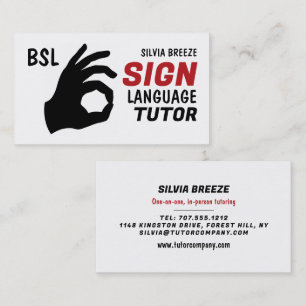 BSL、Ok Gesture、Sign Language Tutor、先生 名刺