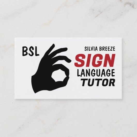 BSL、Ok Gesture、Sign Language Tutor、先生 名刺 (正面)