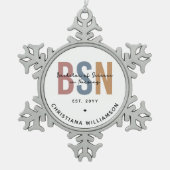 BSNカスタム看護学士号 スノーフレークピューターオーナメント (正面)