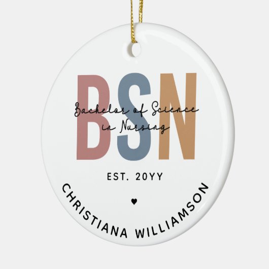 BSNカスタム看護学士号 セラミックオーナメント (左)