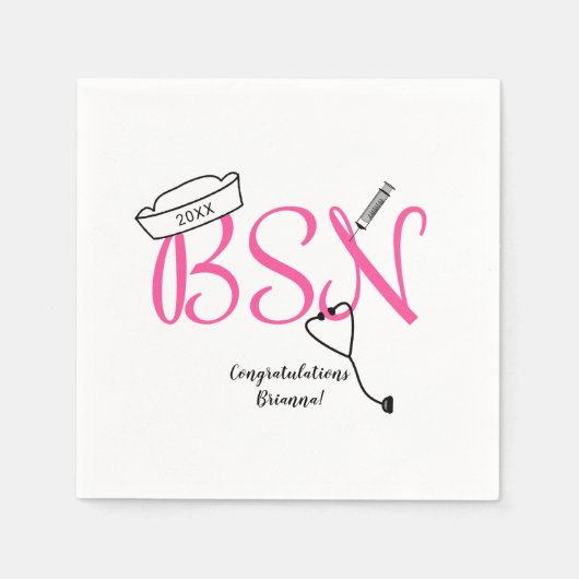 BSNナース卒業ディナーパーティーデコル スタンダードカクテルナプキン (正面)