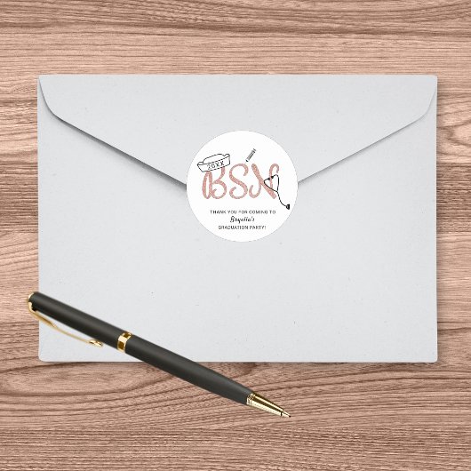 BSNナース卒業パーティー感謝していお気に入りステッカー ラウンドシール