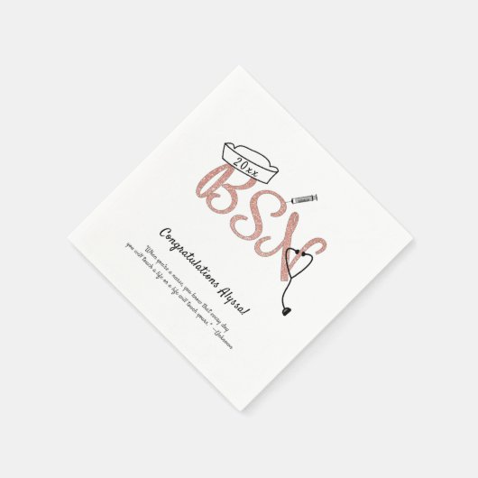 BSNバラ金ゴールドグリッターナース卒業パーティーデコール スタンダードカクテルナプキン (角)