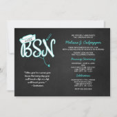 BSN写真卒業お祝い、ターコイズ 招待状 (正面)