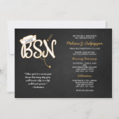 BSN写真卒業ピン留めパーティー、黒金ゴールド 招待状 (正面)