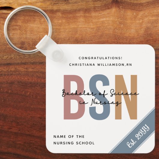 BSN看護学士RN卒業 キーホルダー (正面)