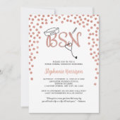 BSN看護師卒業式 ローズゴールドのコンフェッティ ピンニング 招待状 (正面)