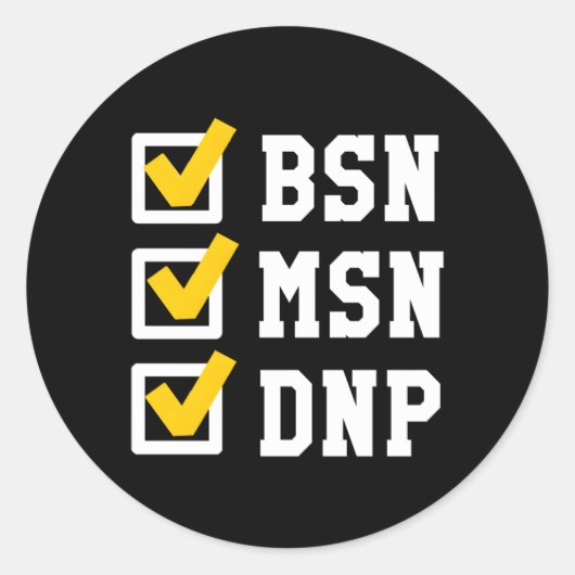 Bsn Msn Dnp博士号の学位チェックリスト卒業 ラウンドシール (正面)