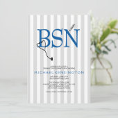 BSN RNナースの卒業招待状/グレーストライプ· 招待状 (スタンド正面)