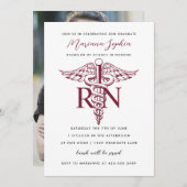 BSN RNナース卒業発表バーガンディ 招待状 (正面/裏面)