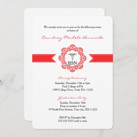 BSN RN卒業式 招待状 (正面/裏面)
