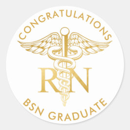 BSN RN金ゴールドフェイクカドゥセウス医療スタッフカスタム ラウンドシール