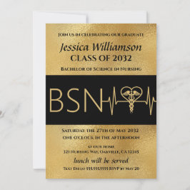 BSN RN 看護師卒業パーティー発表 金 招待状