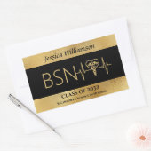 BSN RN LPNナース卒業パーティーエレガントブラック金ゴールド 長方形シール (封筒)