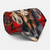 BTコンハウンド犬の恋人レッドグリーンプレイドクリスマス ネクタイ (ロール)