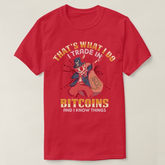 BTC暗号トレーダおもしろいーCryptocurrency Bitcoin Gif Tシャツ (デザイン正面)