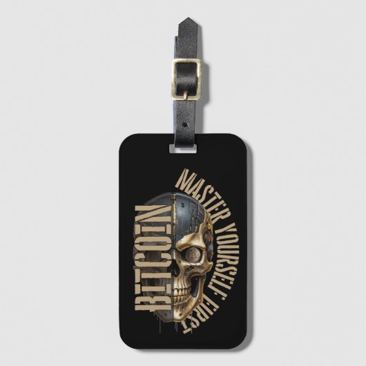 BTC motivation | Skull | Bitcoin crypto  ラゲッジタグ (正面縦)