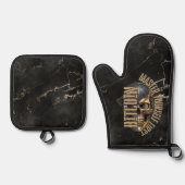 BTC motivation | Skull | Gold Marble 鍋つかみ&鍋敷きセット (正面)