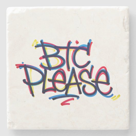 "BTC Please" (カラー) ストーンコースター (正面)