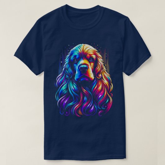 BTN258新しいコッカラフルカー芸術的スパニエル犬ペットL Tシャツ (デザイン正面)