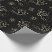 Buが付いているアール・デコの黒いおよび金継ぎ目が無いパターン ラッピングペーパー (角)