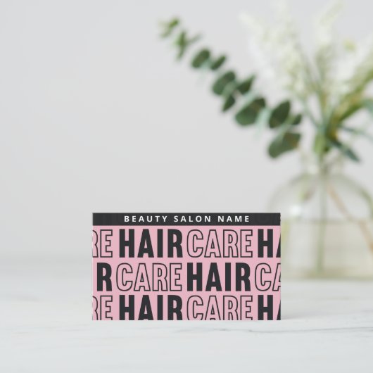 Buの後モダンにピンクのヘアの気に拡張を適用 名刺 (スタンド正面)