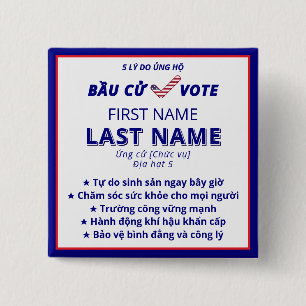 BU CUSO VOTEベトầナムのバイリンガル選挙運動 缶バッジ
